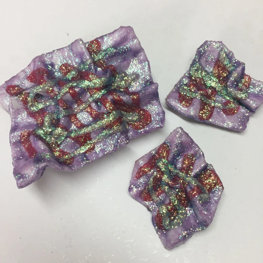 Vintage Hair Clip & Earrings 80’s Purple Glitter